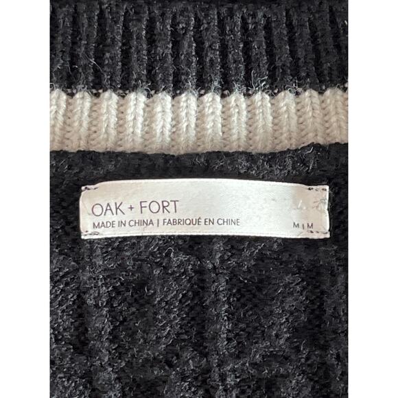 Oak + Fort Black Cable Knit Sweater Vest Women's Size M V-Neck Sleeveless Preppy - Picture 2 of 7